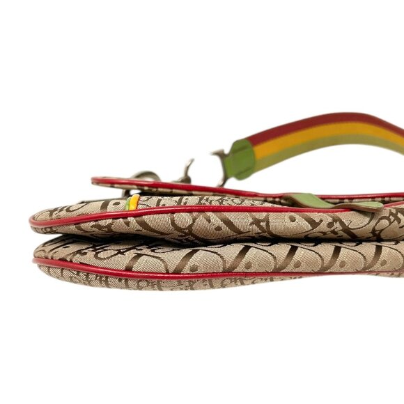 Christian Dior Vintage 2004 Trotter Monogram Logo Saddle Bag Rasta [105655] - Picture 7 of 13